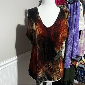 Plisse Pleated Warm Toned Swirled Tank Top